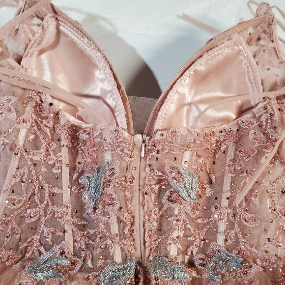 Cinderella Light Pink Mini Dress with Floral Embroidery - Picture 7 of 10